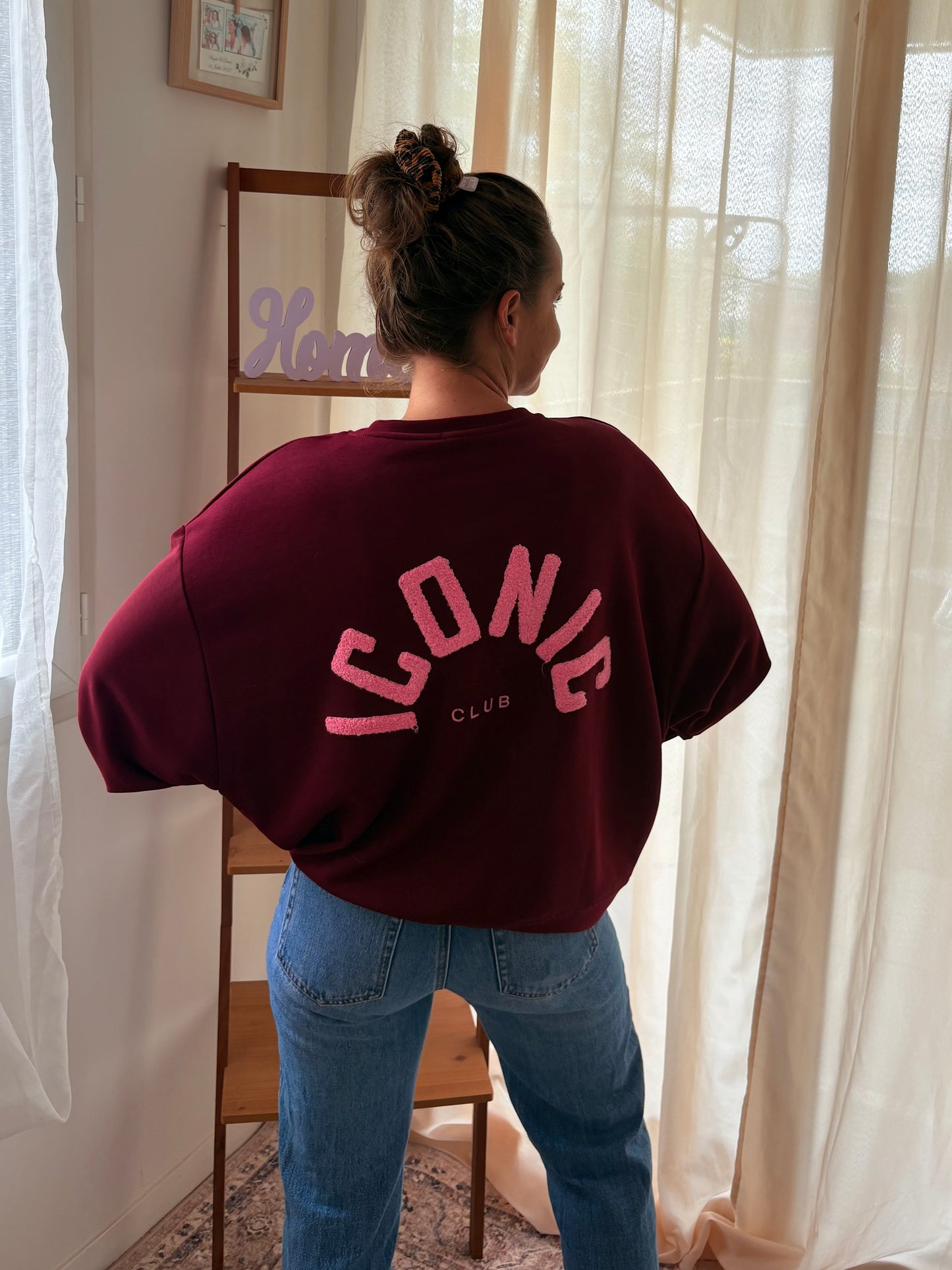 Sweat-shirt Iconic Club – Bordeaux & Rose