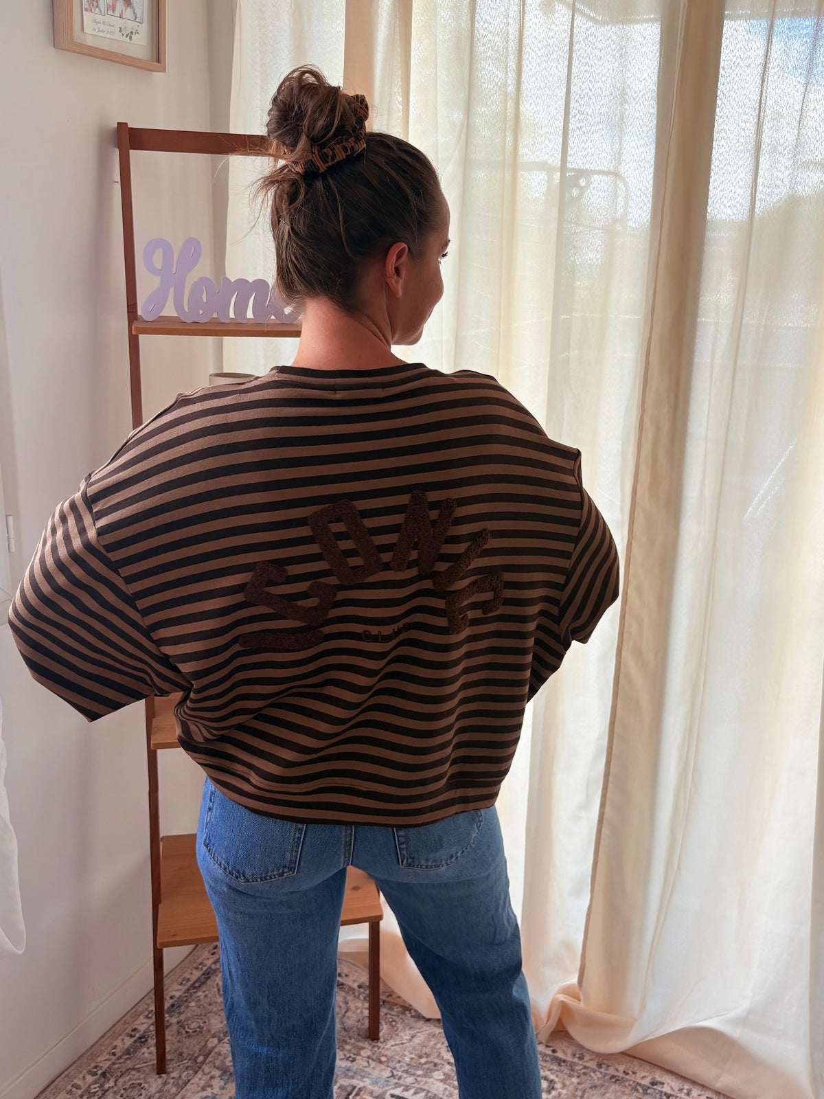 Le Sweat-shirt Marinière Manche Longue Iconic Club – Marron & Camel