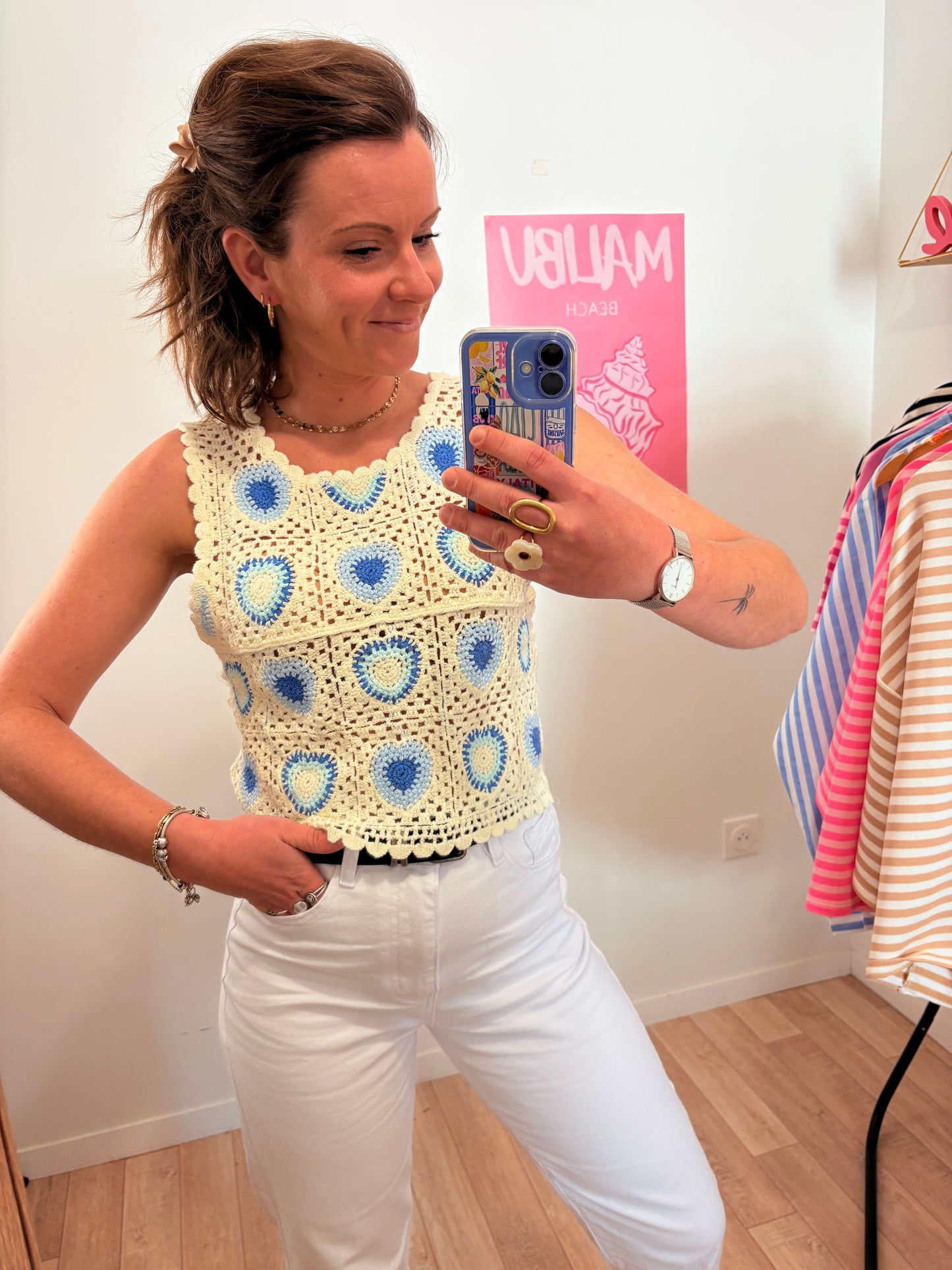 💎 Top en Macramé "Cœur Océan"