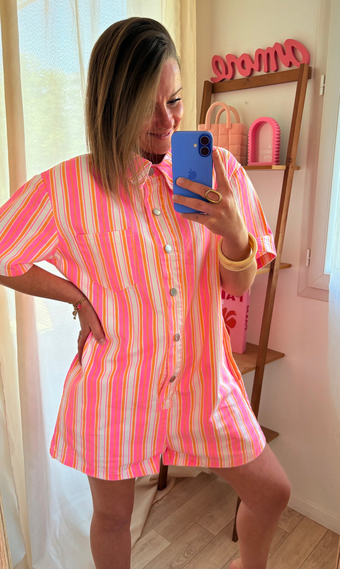 Combishort en Jean Rayé