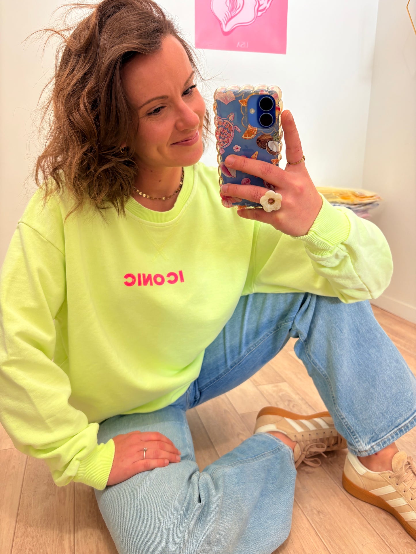 Pull "Iconic" Vert Pomme – Coupe Loose & Maille 100% Coton