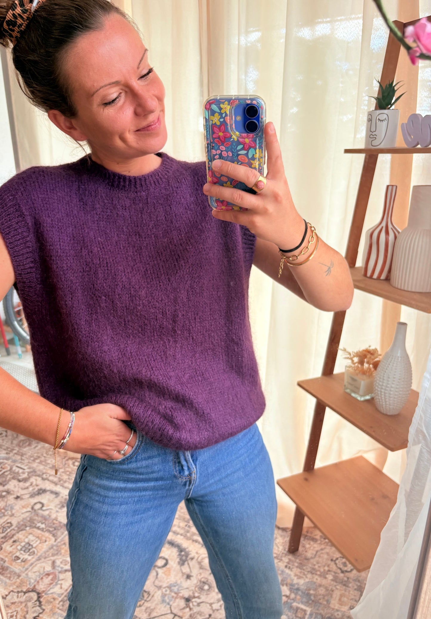 Le Pull Sans Manches Kid Mohair – Prune