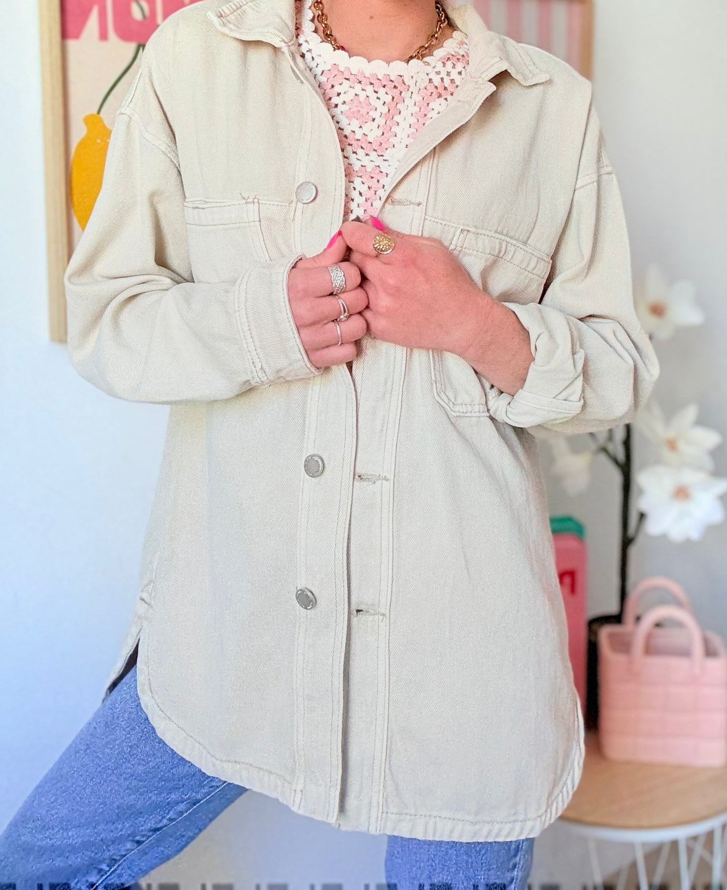 Veste en jean Beige