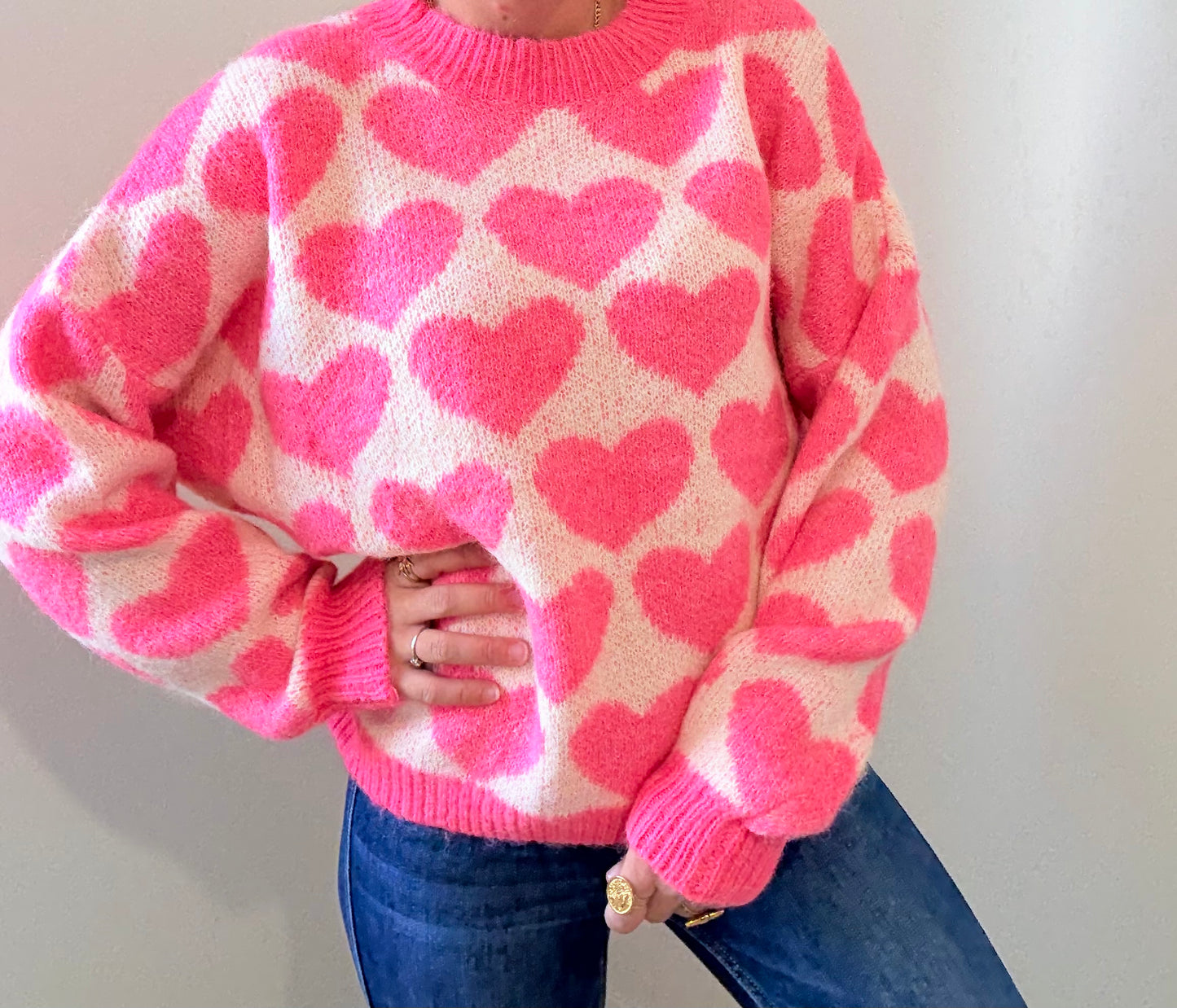 Pull coeur rose