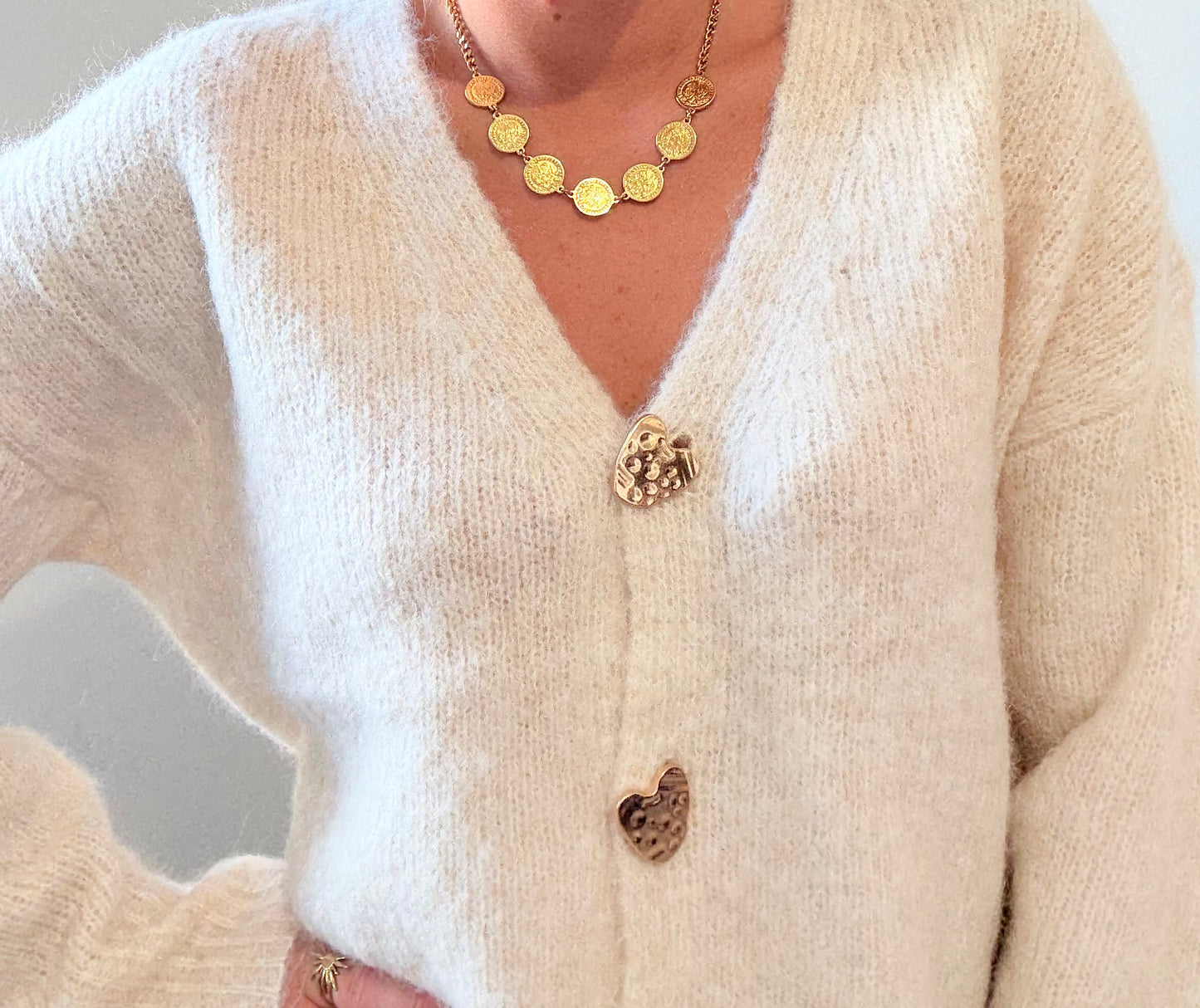 Gilet cœur beige