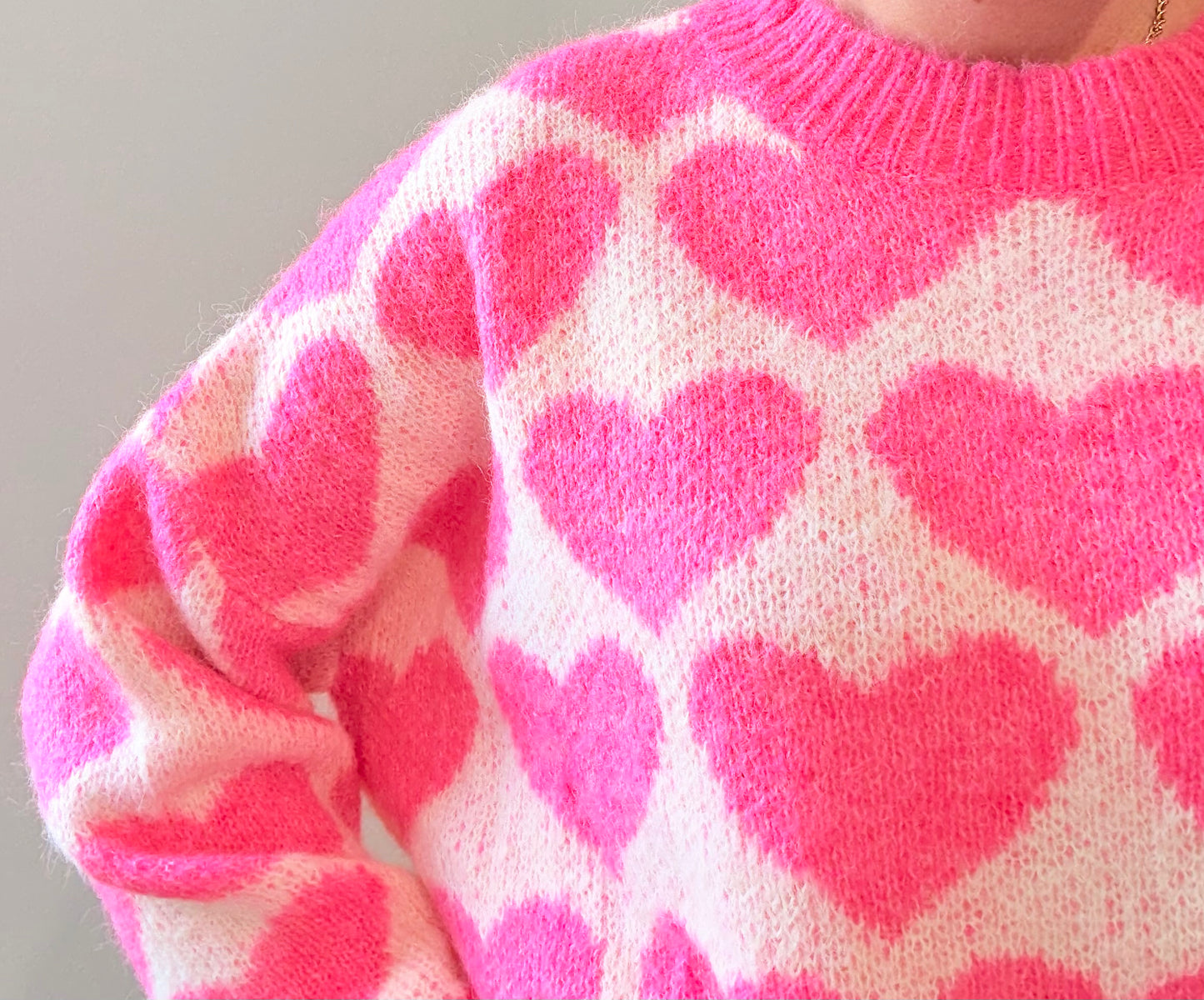 Pull coeur rose