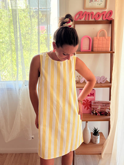 Robe rayée jaune et blanche