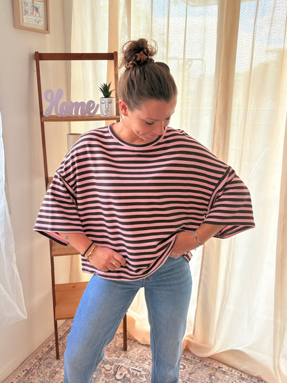 La Marinière Oversize Iconic Club – Marron & Rose