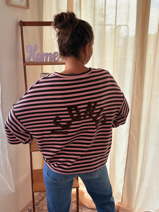 La Marinière Oversize Iconic Club – Marron & Rose