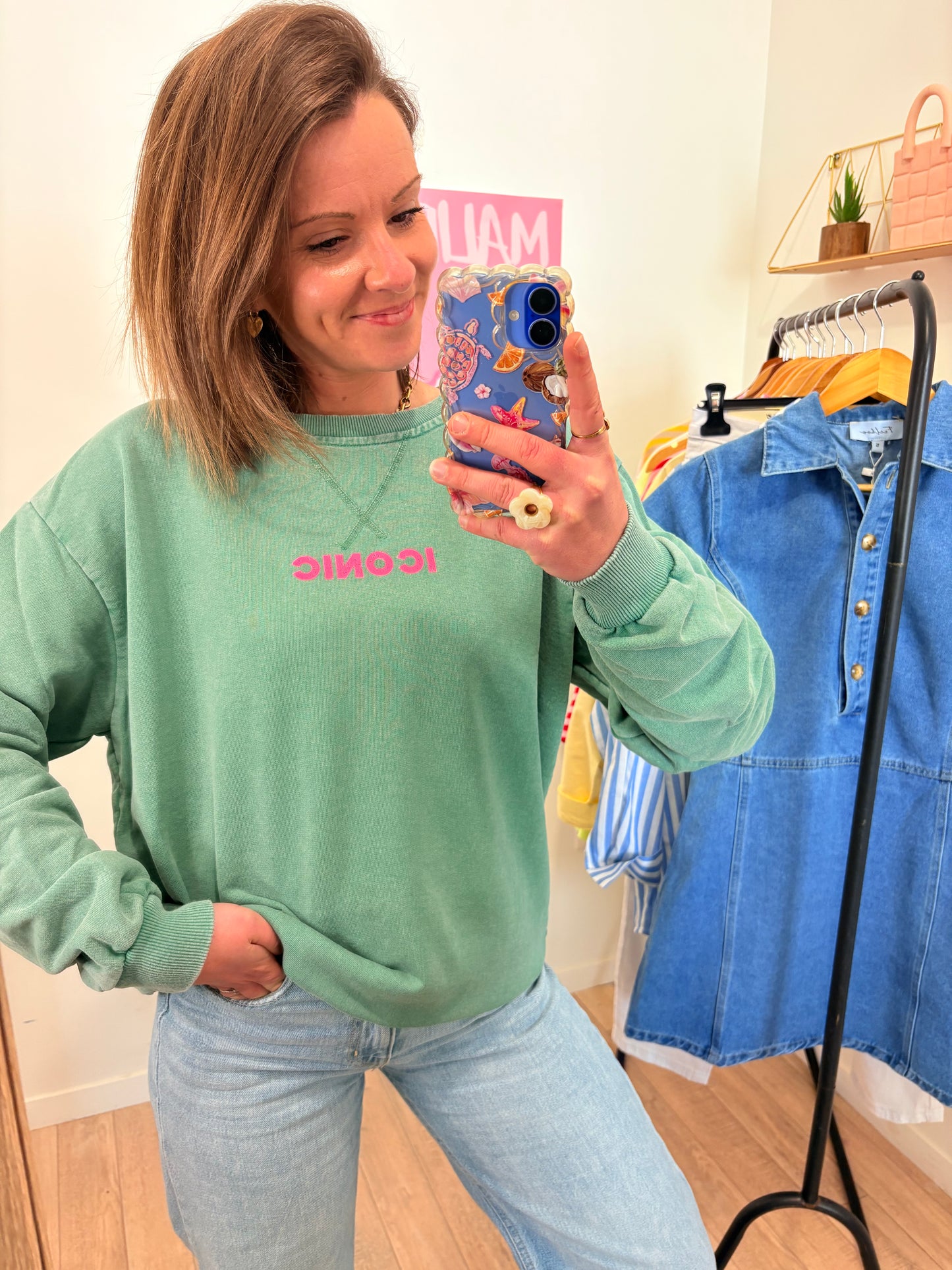 Pull "Iconic" Vert  – Coupe Loose & Maille 100% Coton