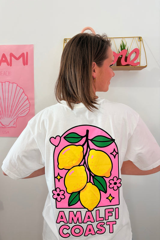 T-shirt "Amalfi Coast" – Blanc Oversize