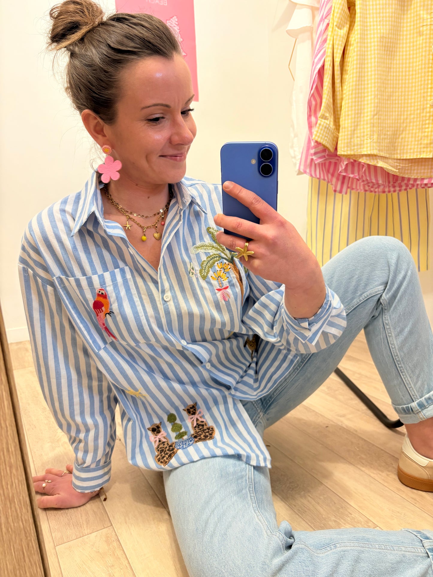 Chemise tropical bleu