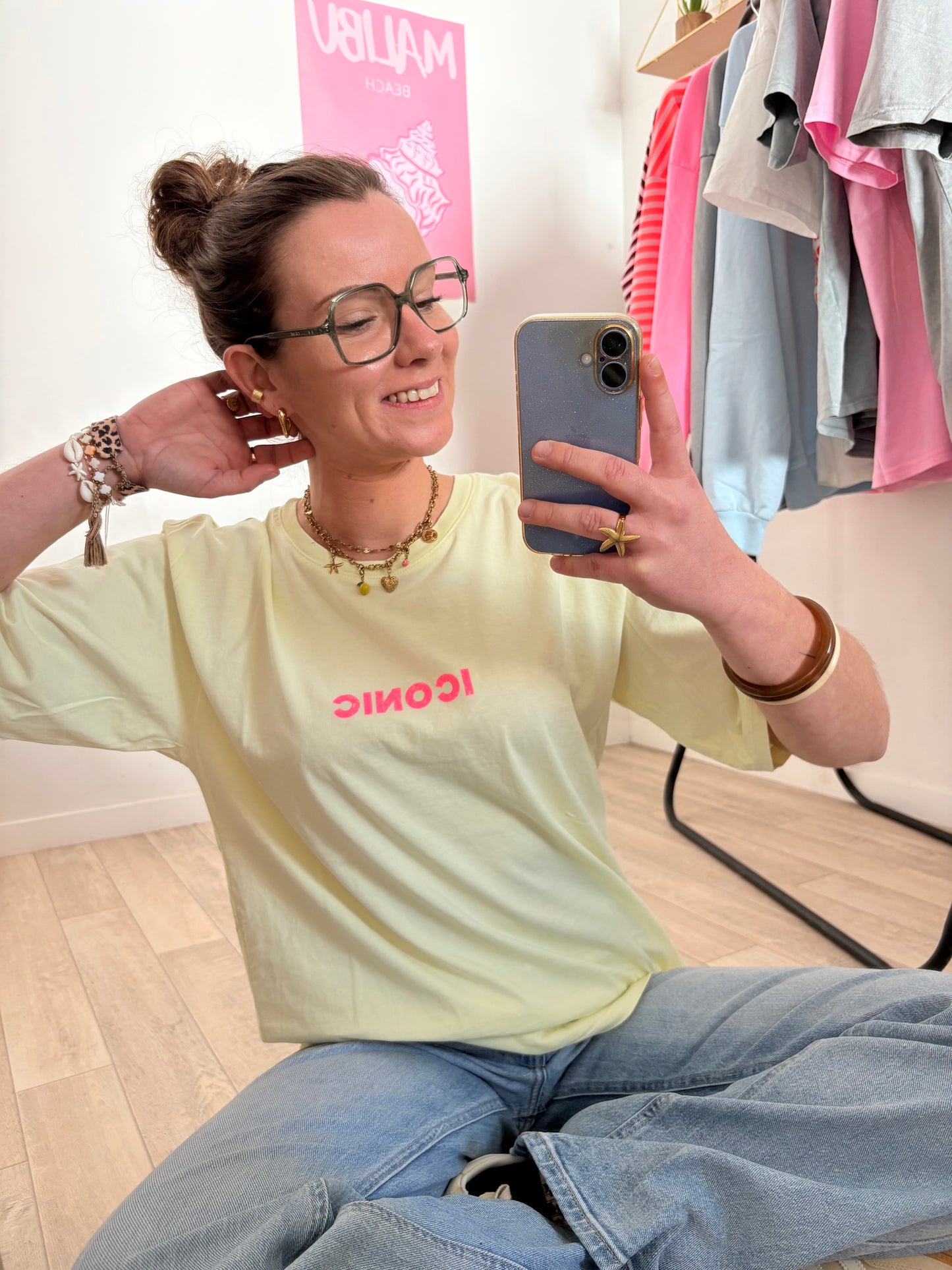 T-shirt Oversize Jaune Solaire 100% Coton "ICONIC" – Taille Unique (34 au petit 42)