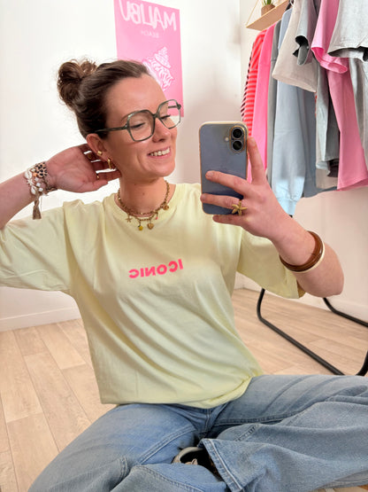 T-shirt Oversize Jaune Solaire 100% Coton "ICONIC" – Taille Unique (34 au petit 42)