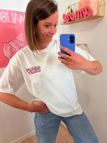 T-shirt "Amalfi Coast" – Blanc Oversize