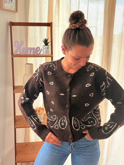 Le Gilet Motif Bandana – Marron Chocolat