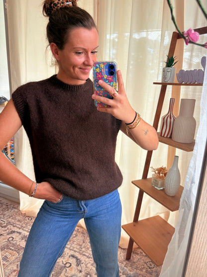 Le Pull Sans Manches Kid Mohair – Marron