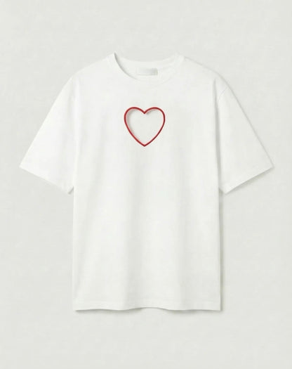 ❤️ T-shirt Blanc – Détail Cœur Ouvert