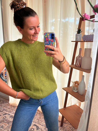 Le Pull Sans Manches Kid Mohair – Olive