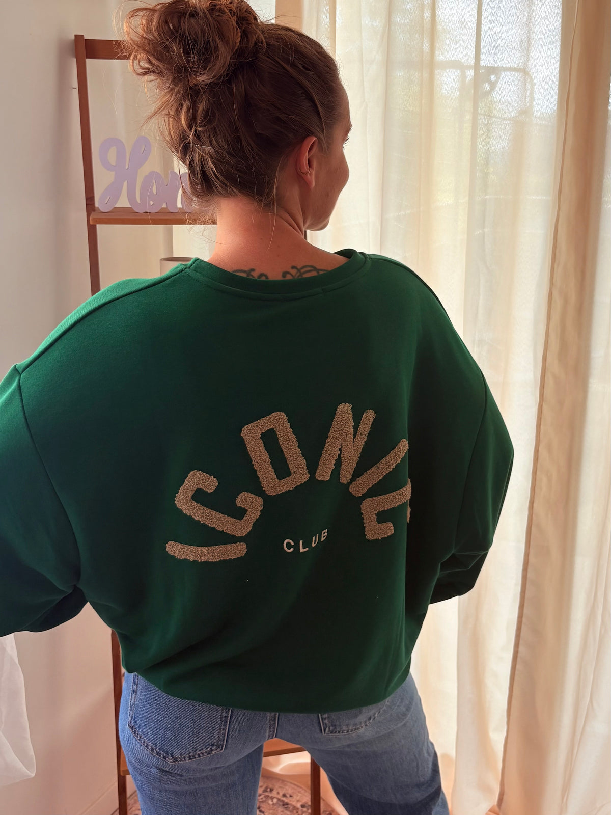 Sweat-shirt Iconic Club – Vert & Beige