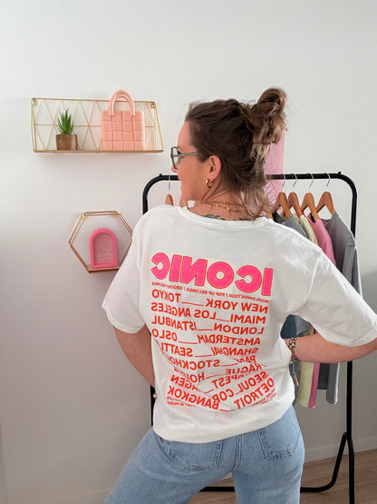 T-shirt Oversize Blanc 100% Coton "ICONIC" – Coupe Loose Taille Unique (34 au petit 42)