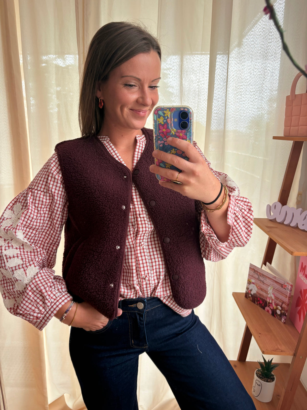 Gilet Sans Manche Sherpa Prune