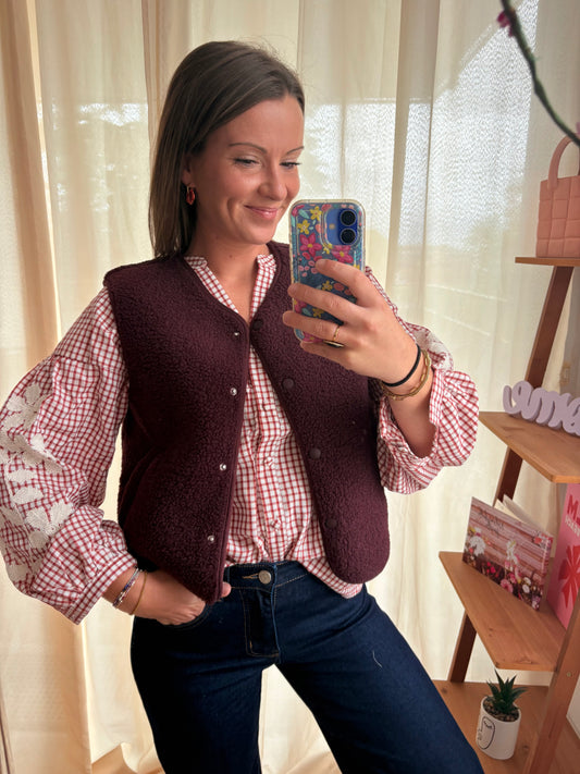 Gilet Sans Manche Sherpa Prune