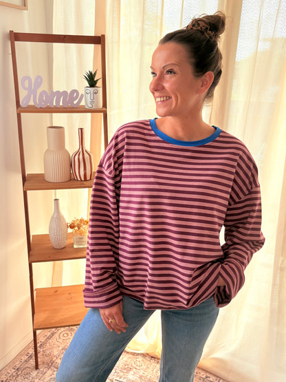 Marinière Gigi rose et aubergine