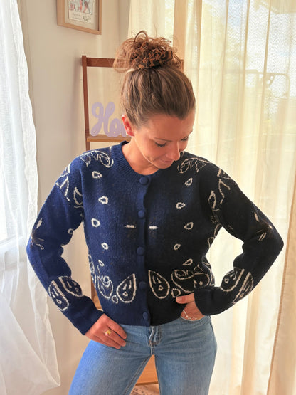 Le Gilet Motif Bandana – Bleu Marine