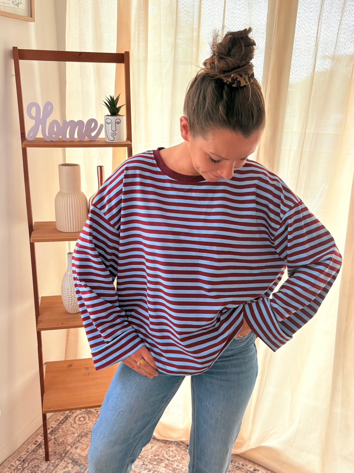 Marinière Gigi bleu et bordeaux