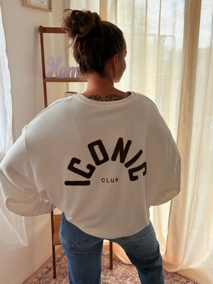 Sweat-shirt Iconic Club – Écru & Marron