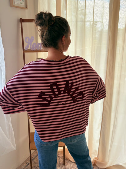 La Marinière Oversize Iconic Club – Bordeaux & Rose
