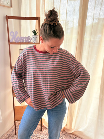 Marinière Gigi rose et grise