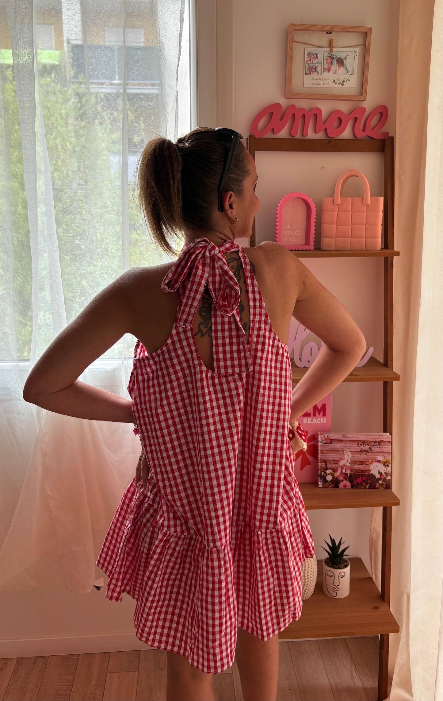 Petite Robe Vichy Rouge à Volants
