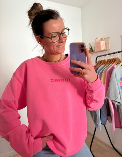 Pull Oversize Rose Fluo "ICONIC" – Coupe Loose Taille Unique (du 34 au 42)