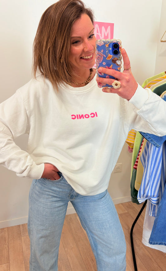 Pull "Iconic" Blanc Pur – Coupe Loose & Maille 100% Coton