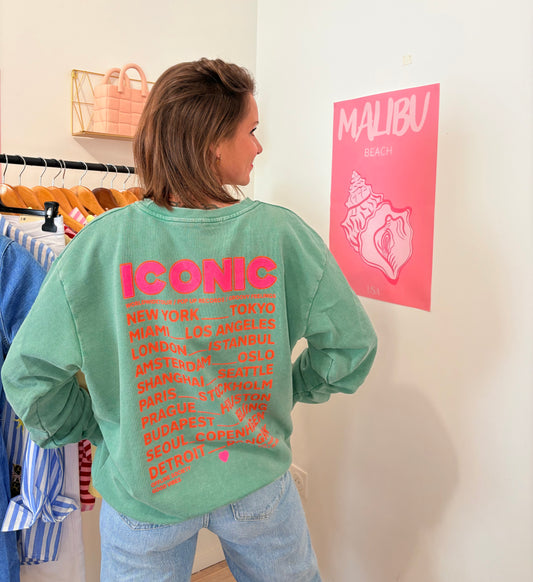 Pull "Iconic" Vert  – Coupe Loose & Maille 100% Coton