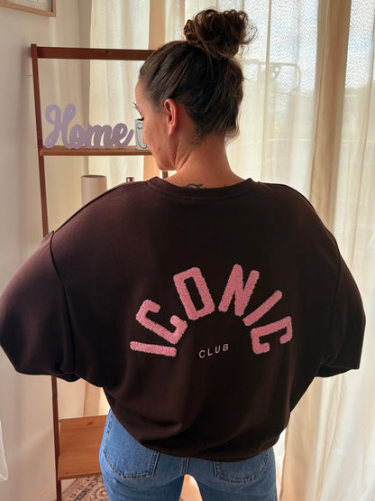 Sweat-shirt Iconic Club – Marron & Rose