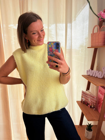 Pull Sans Manches Jaune dos Nu – Encolure à Nouer