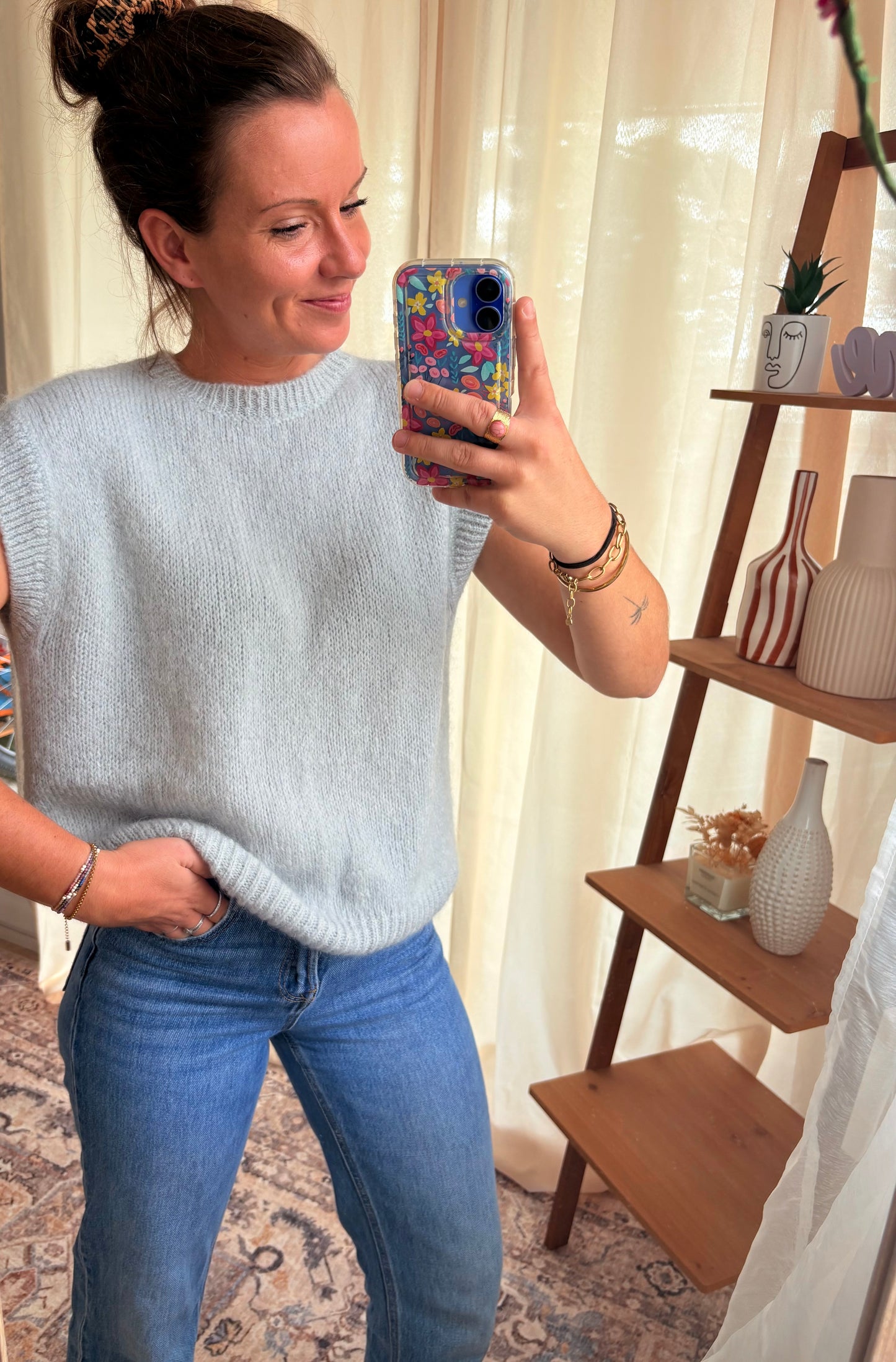 Le Pull Sans Manches Kid Mohair – Gris