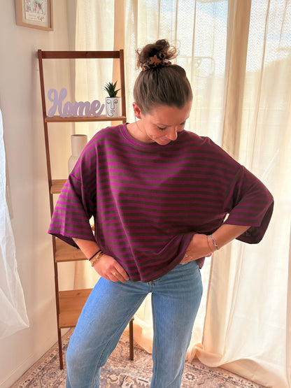 La Marinière Oversize Iconic Club – Violet & Marron