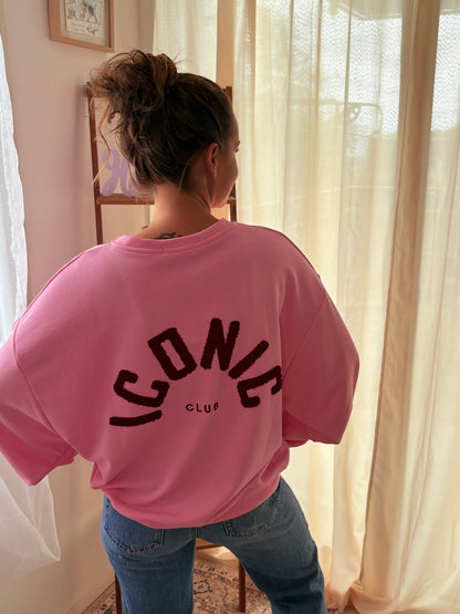 Sweat-shirt Iconic Club – Rose & Marron