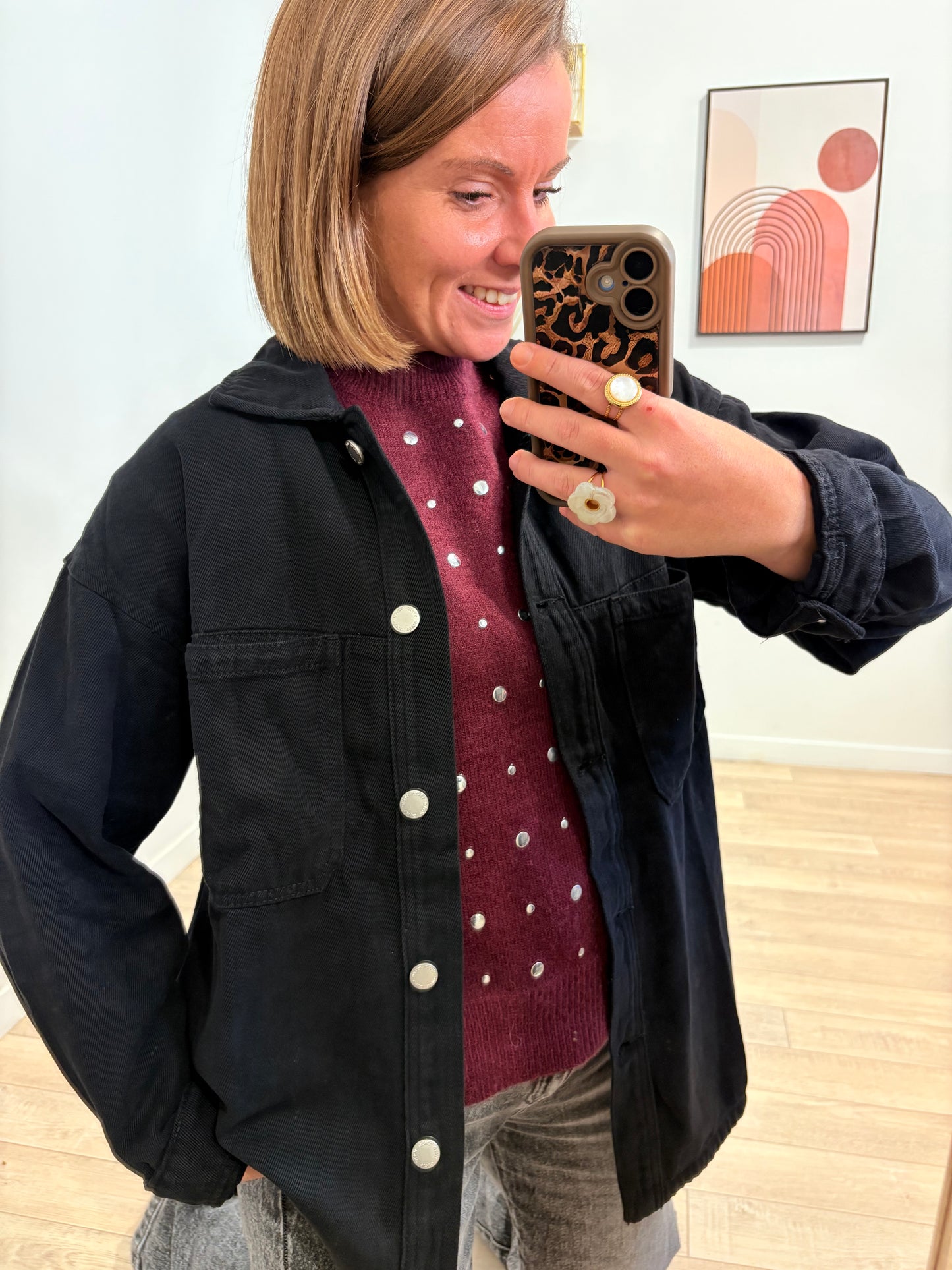 Veste en Jean Noir – Coupe Oversize Tendance 100% Coton