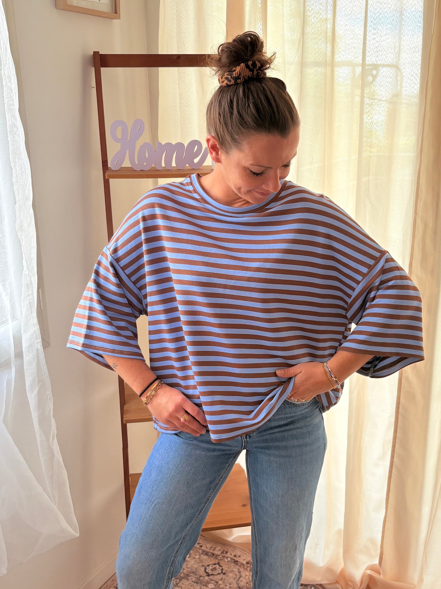 La Marinière Oversize Iconic Club – Bleu & Marron