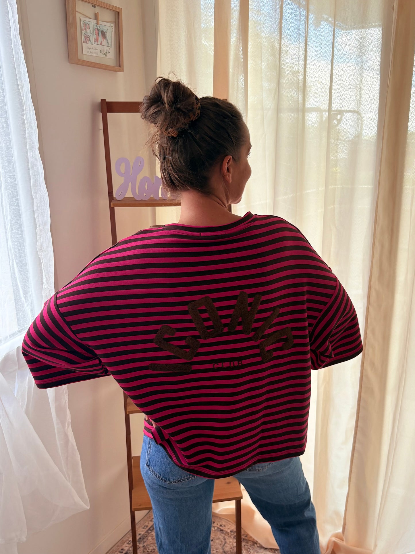 La Marinière Oversize Iconic Club – Rose Fuchsia & Marron