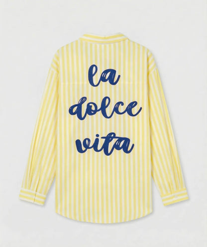 🍋 Chemise "Dolce Vita" – Rayures Jaune Solaire