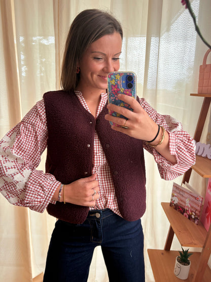Gilet Sans Manche Sherpa Prune
