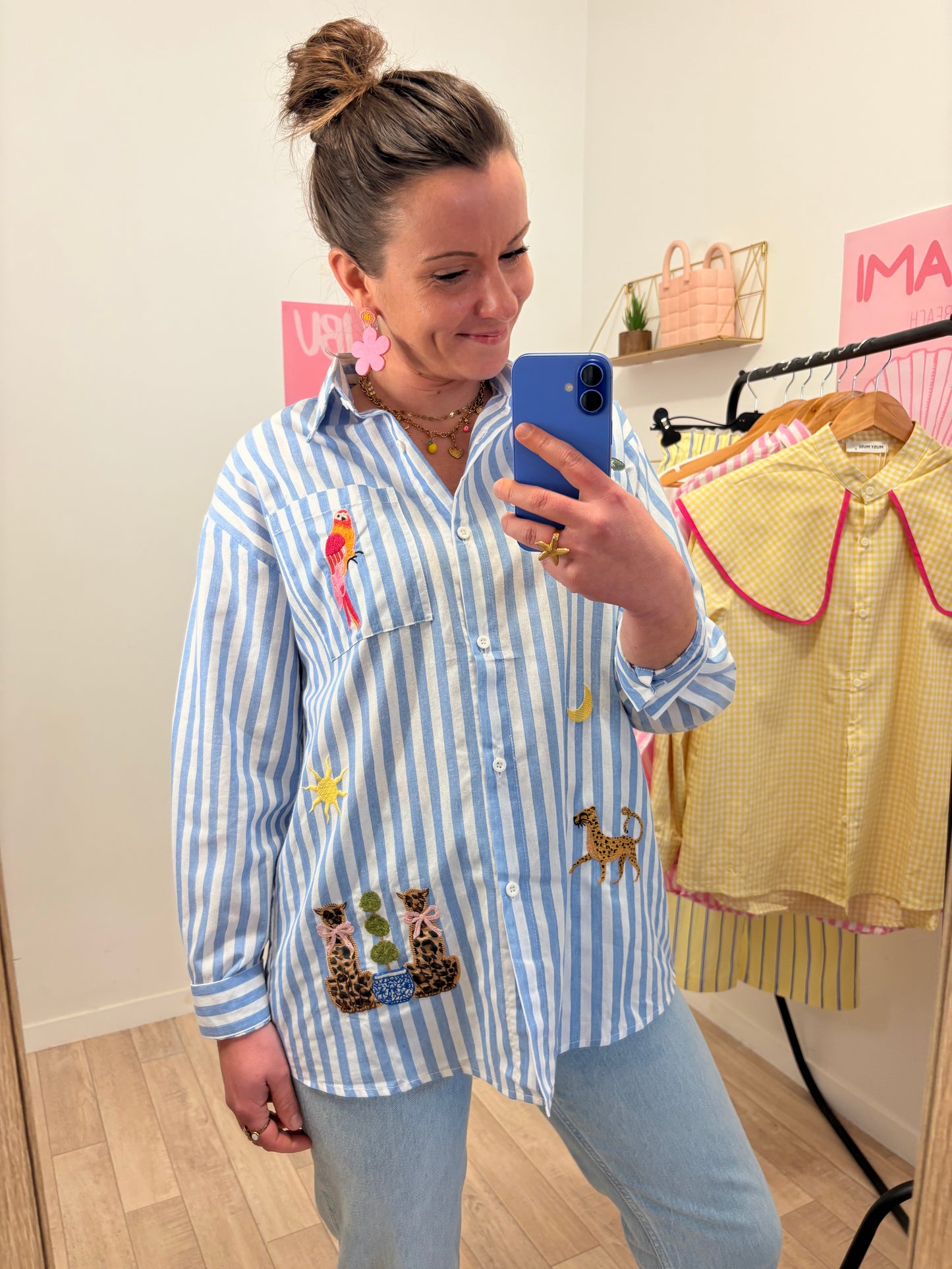 Chemise tropical bleu