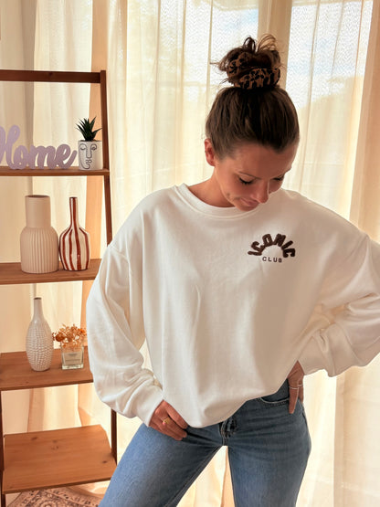 Sweat-shirt Iconic Club – Écru & Marron