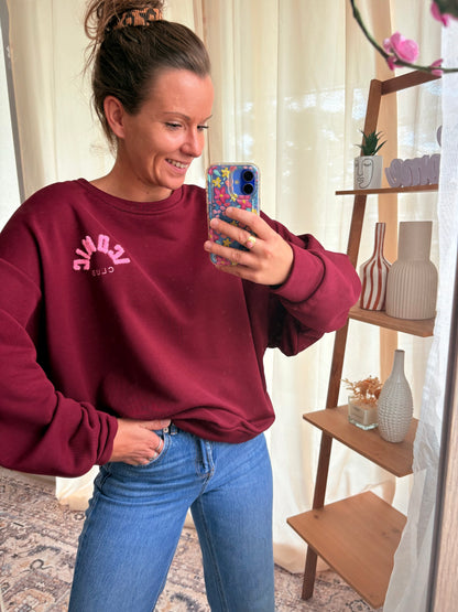 Sweat-shirt Iconic Club – Bordeaux & Rose